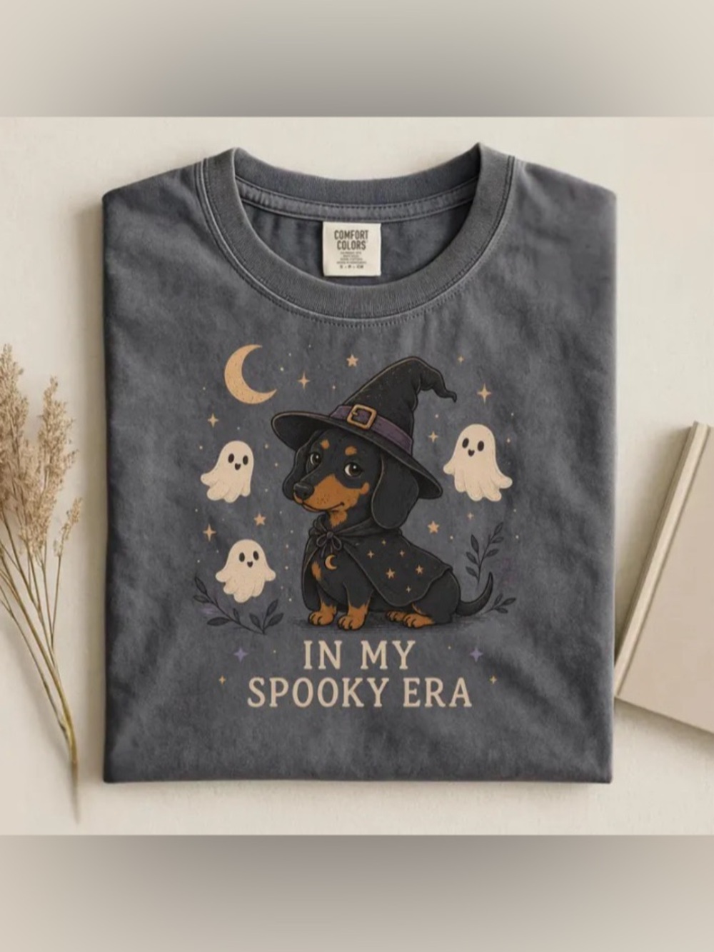 Halloween Dachshund In My Spooky Era Comfort Color Tee, Cute Spooky Season Tee